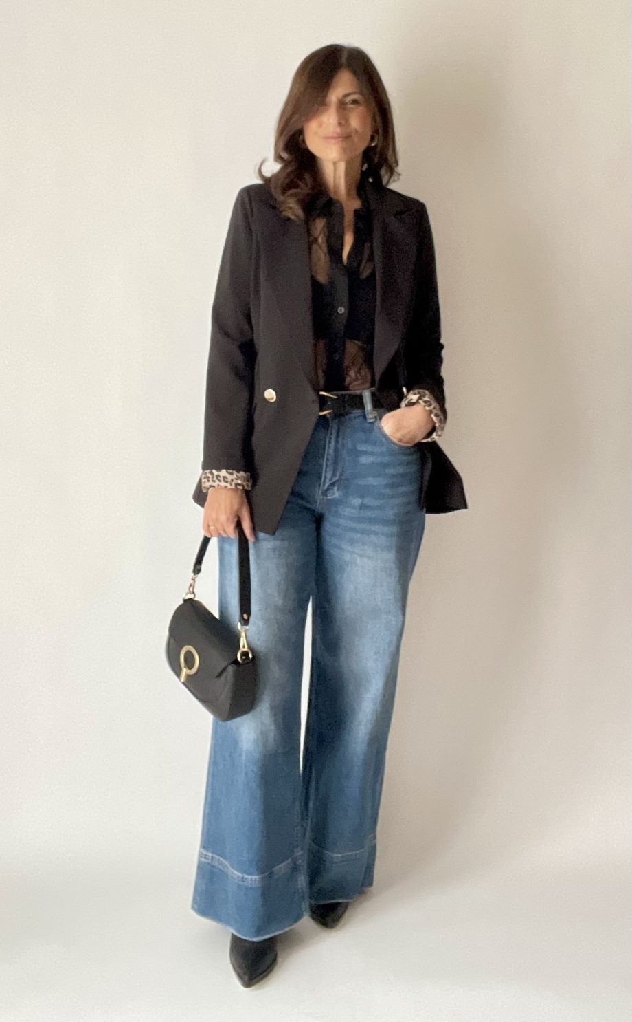 Blazer sfiancato con fodera a contrasto