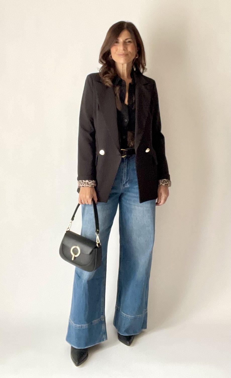 Blazer sfiancato con fodera a contrasto