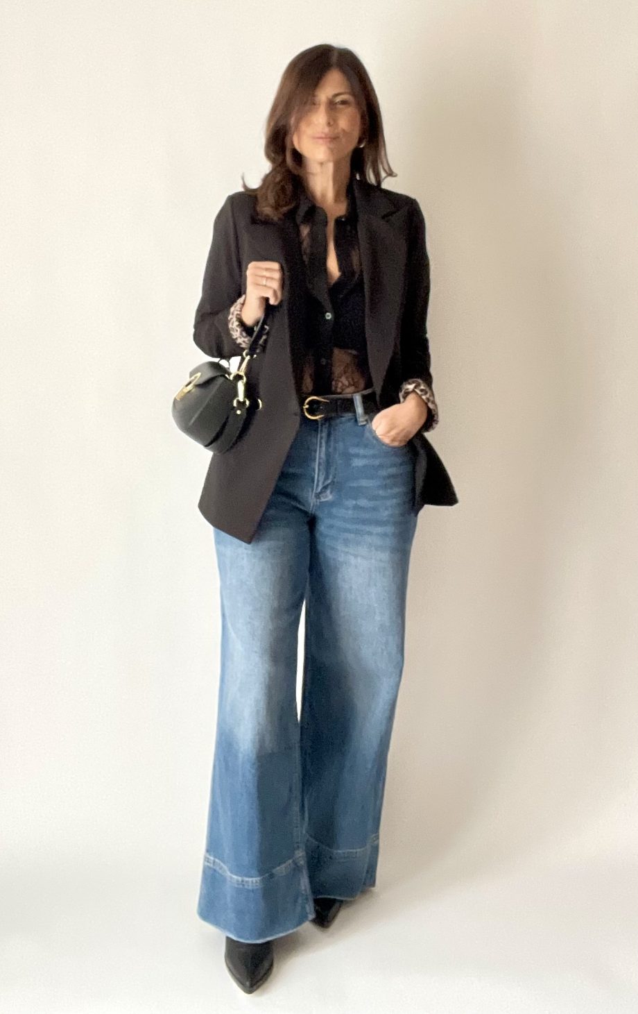 Blazer sfiancato con fodera a contrasto