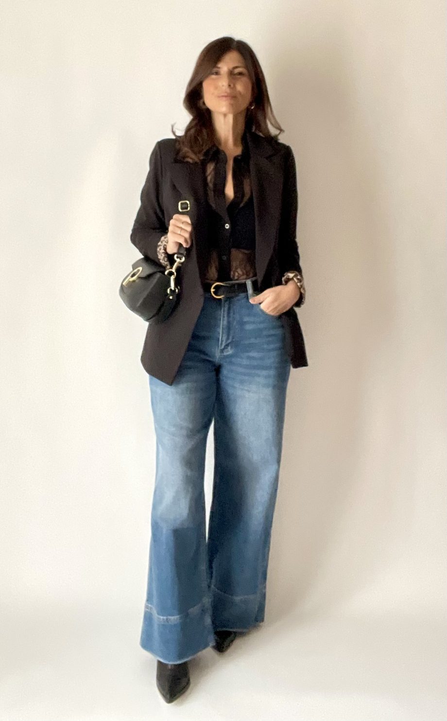 Blazer sfiancato con fodera a contrasto