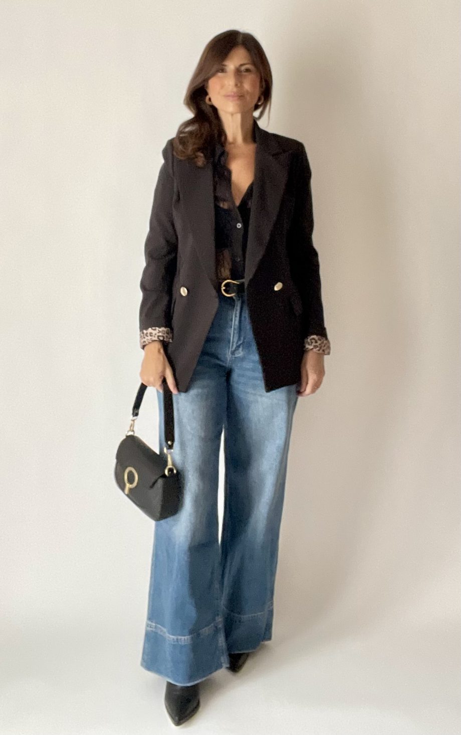 Blazer sfiancato con fodera a contrasto