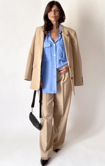 Camicia oversize con tasche col. azzurro