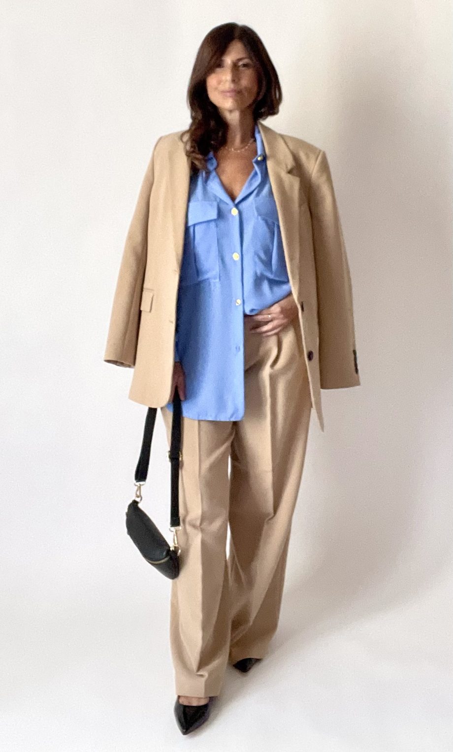 Camicia oversize con tasche col. azzurro