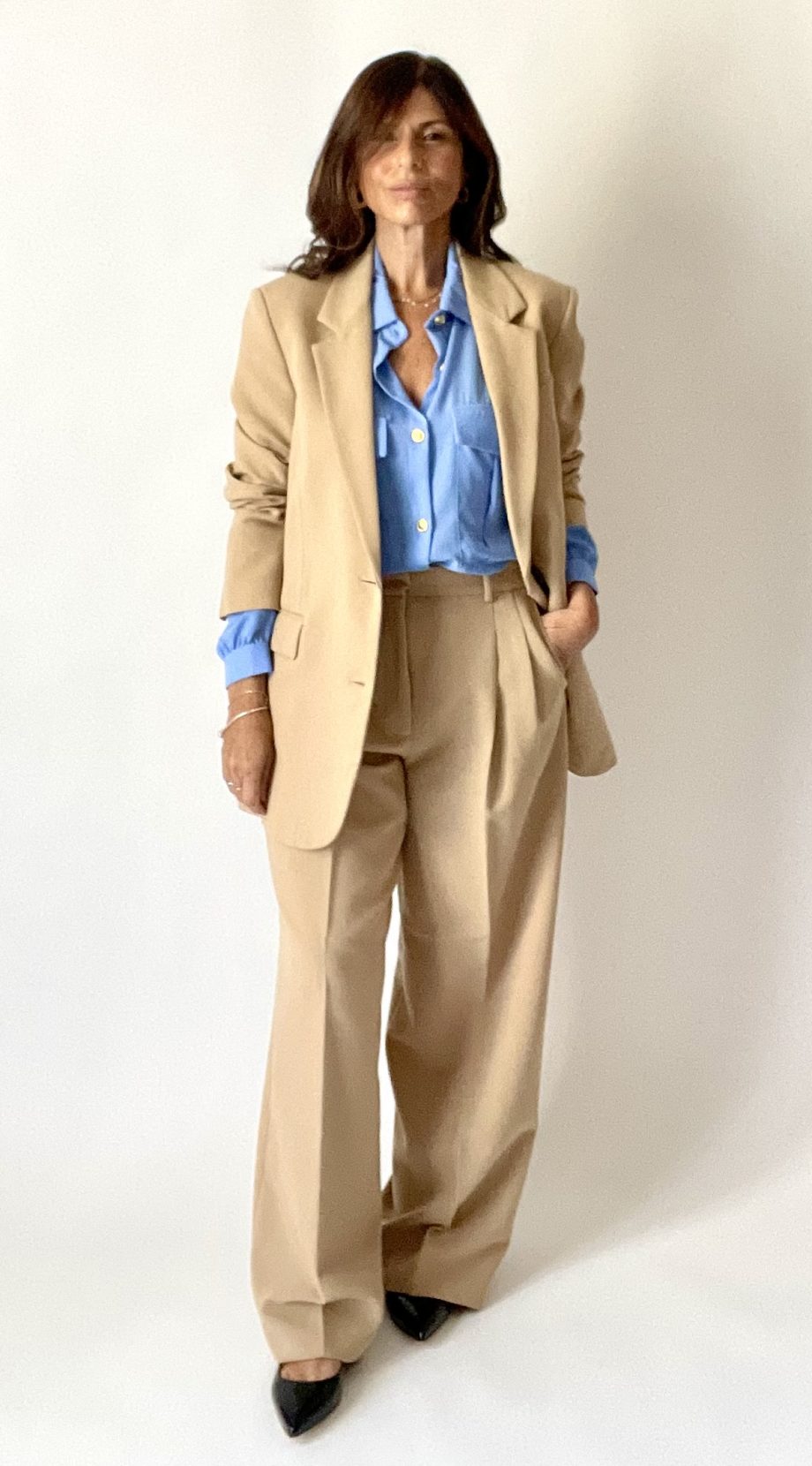 Camicia oversize con tasche col. azzurro