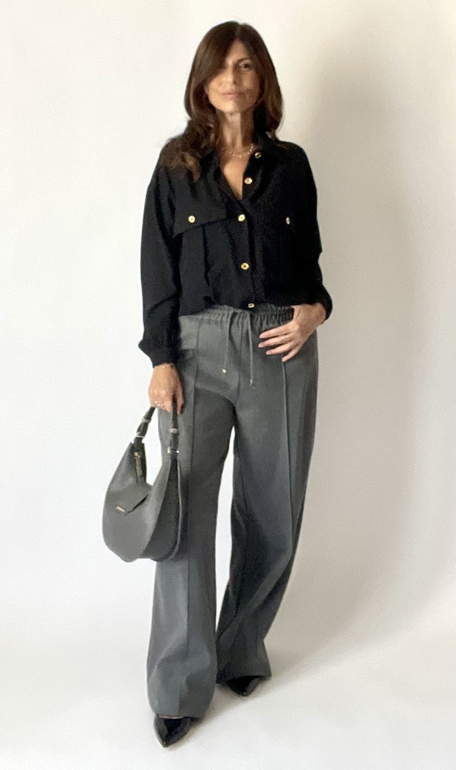 Camicia oversize con tasche col. nero