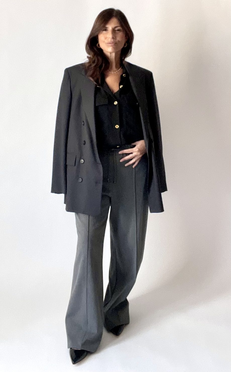 Camicia oversize con tasche col. nero