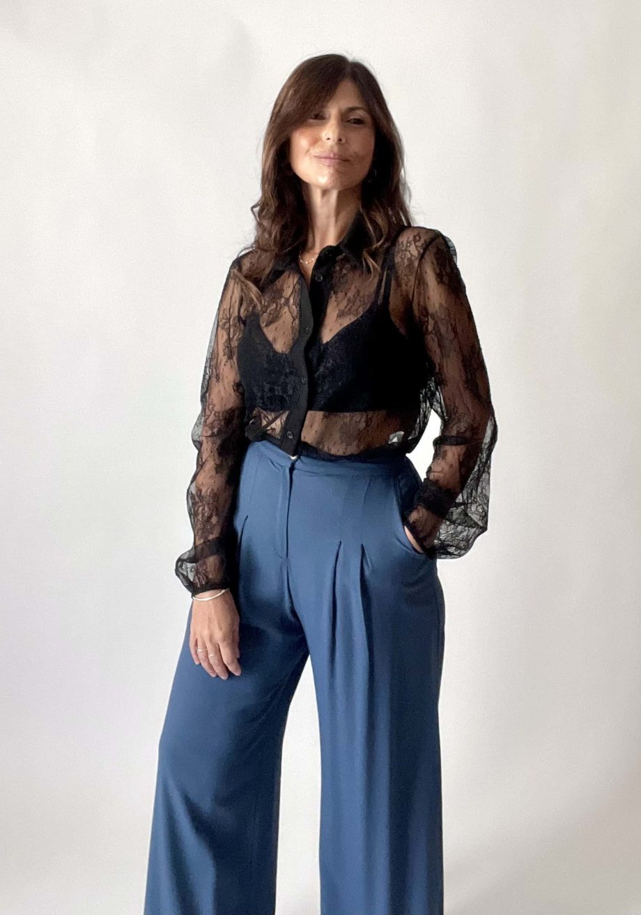 Camicia in pizzo valencienne col. nero