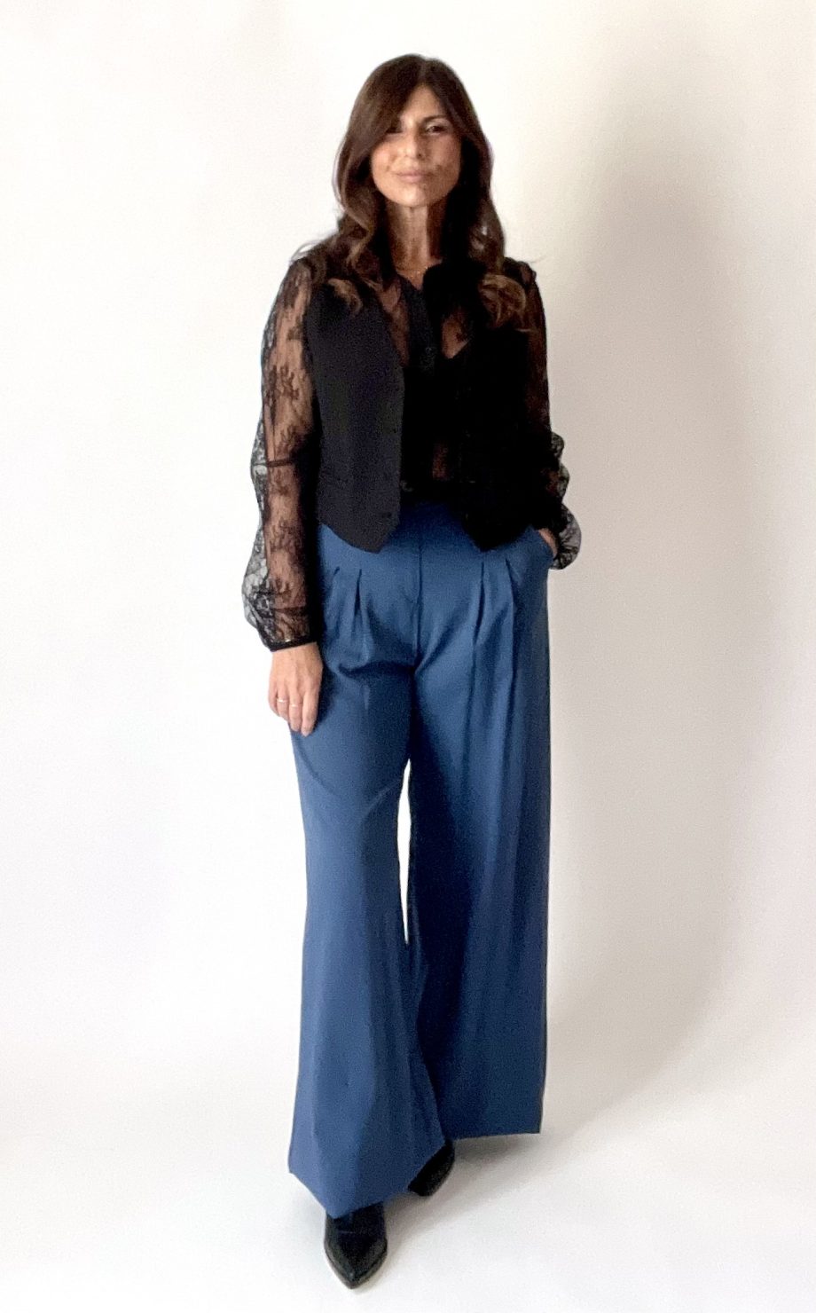 Camicia in pizzo valencienne col. nero