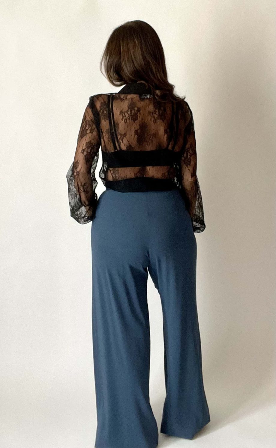 Camicia in pizzo valencienne col. nero
