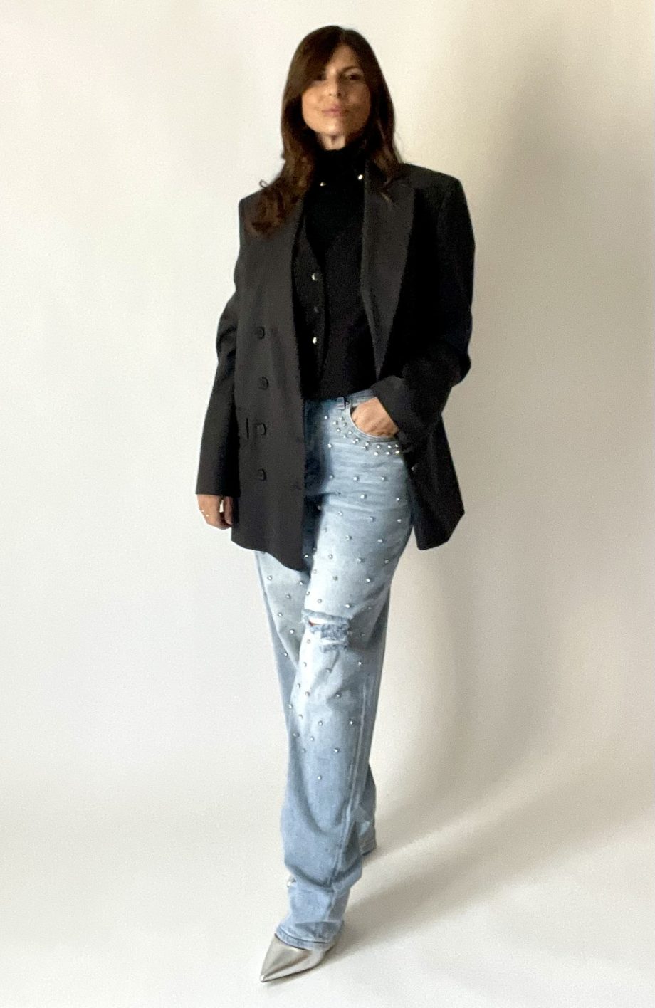 Pantalone denim gioiello: regular waist/relaxed fit