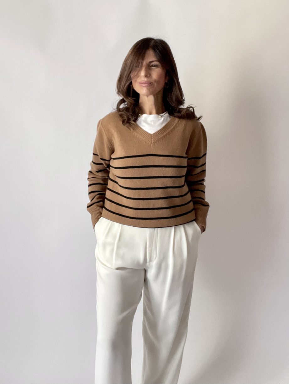 Maglia a righe in lana e cashmere