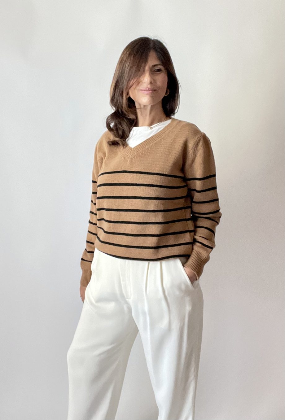 Maglia a righe in lana e cashmere