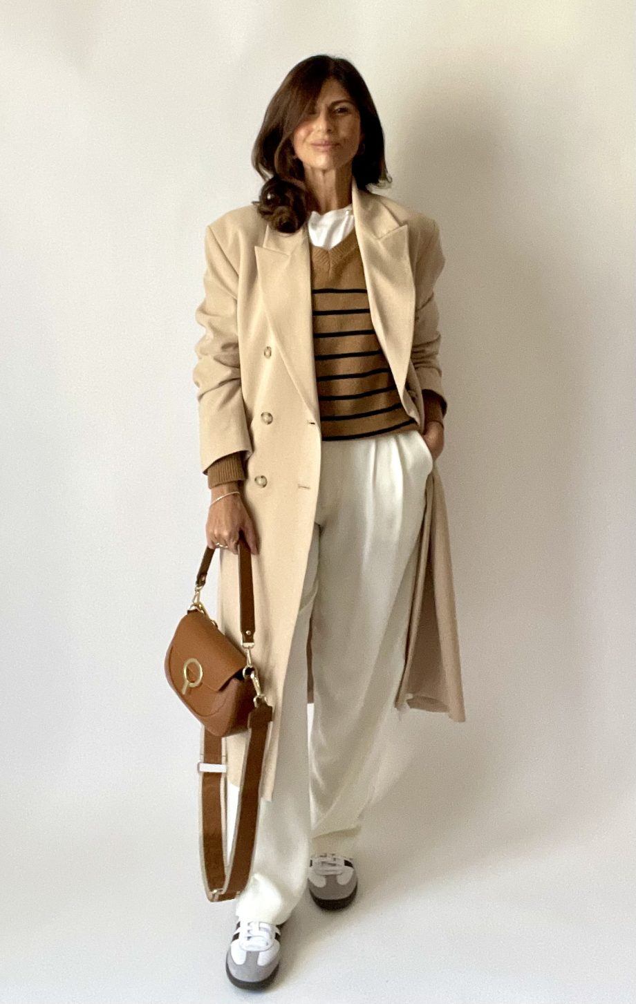 Maglia a righe in lana e cashmere