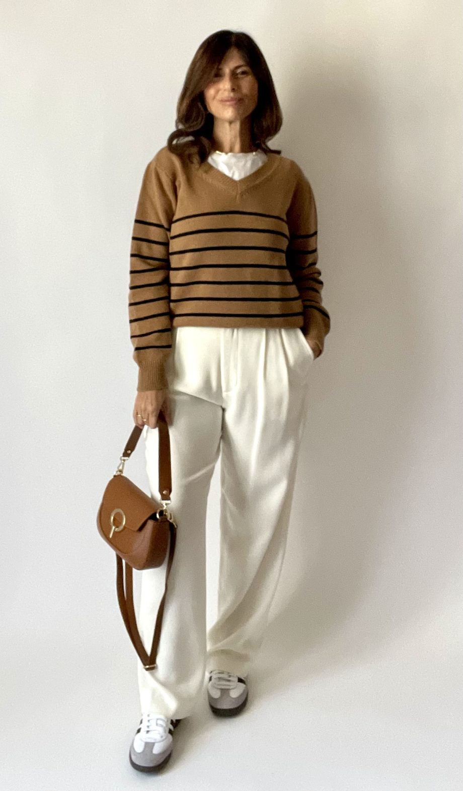 Maglia a righe in lana e cashmere