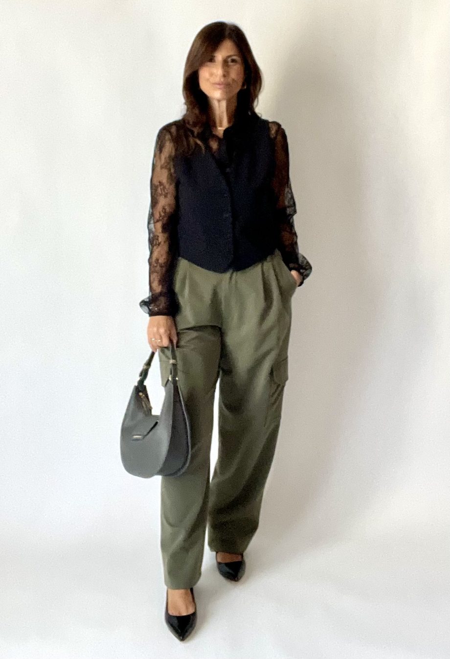 Camicia in pizzo valencienne col. nero