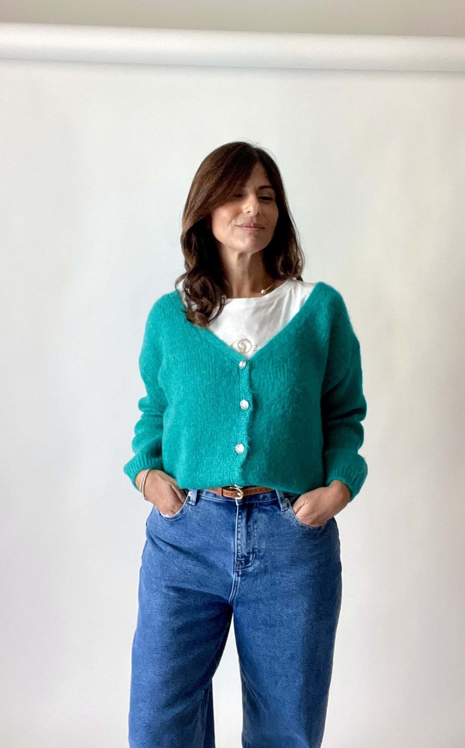 Cardigan con bottoni gioiello