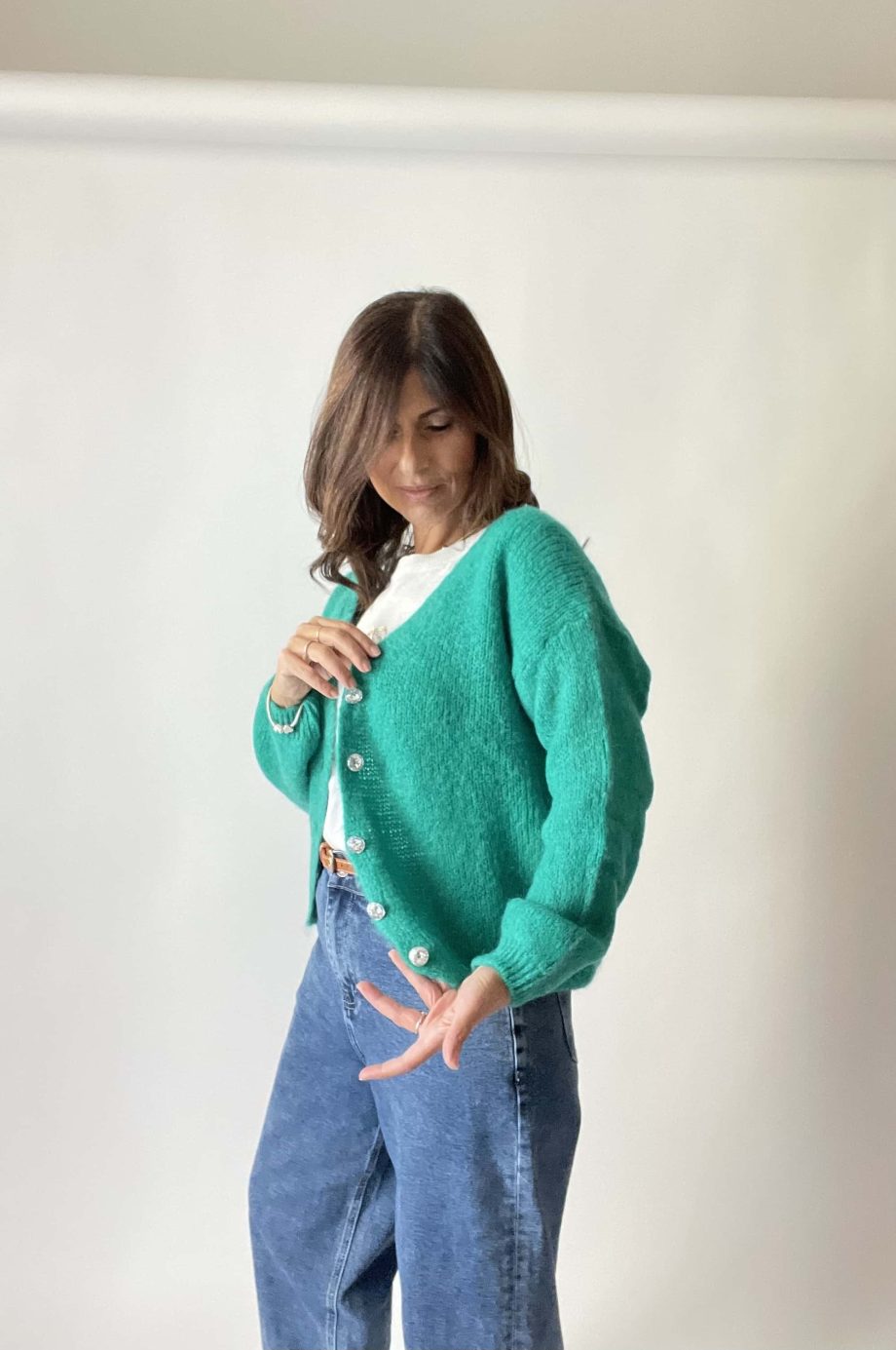 Cardigan con bottoni gioiello