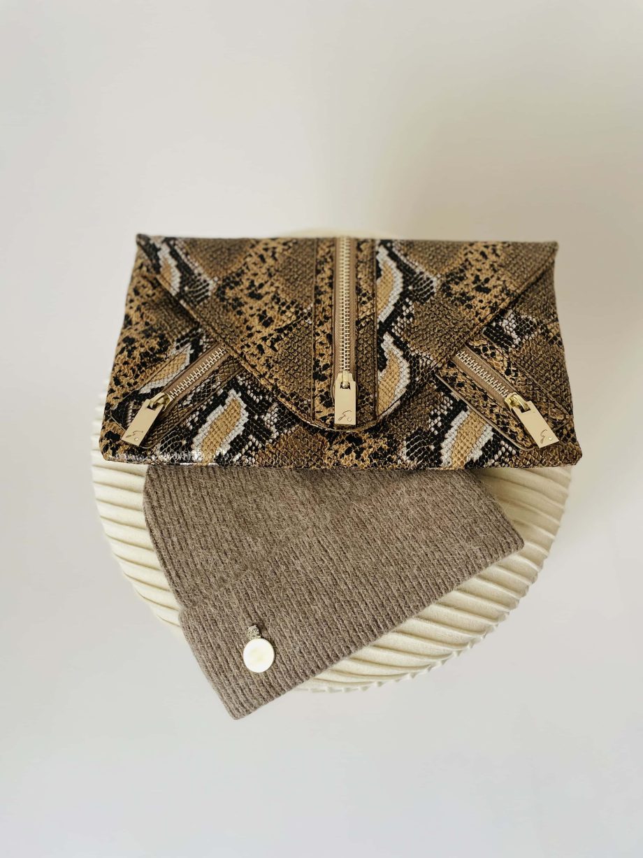 Borsa a spalla in ecopelle animalier