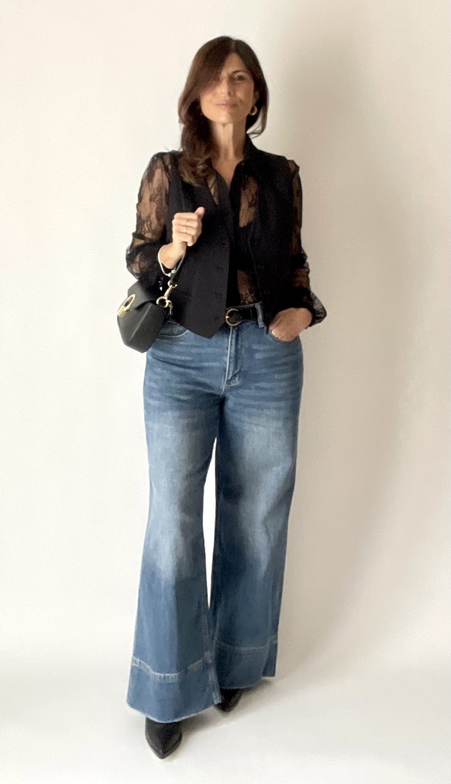 Pantalone denim: high waist/wide leg/full lenght