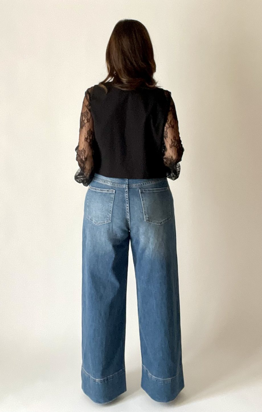 Pantalone denim: high waist/wide leg/full lenght